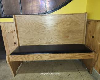 55in Wood And Black Cushioned Booth