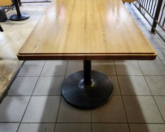 42in Wood Table W/Metal Base