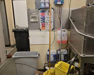 Mop Bucket With Supplies And Trash Can