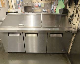 Stainless Steel ATOSA 3 Door Worktop Refrigerator Plastic Bins Included