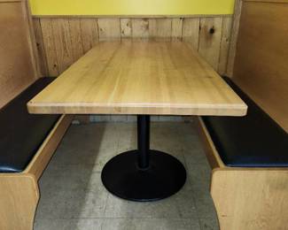 55in Wood Table W/Metal Base