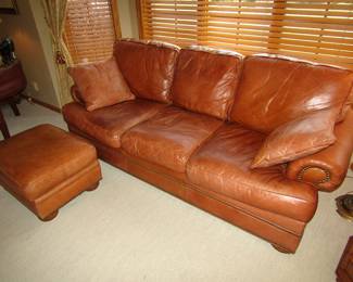 Thomasville leather sofa & ottoman