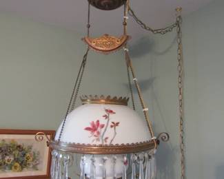 Brass Victorian painted lamp