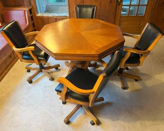 105 Hathaway Kingston 3in1 Poker Table With 4 Swivel Armchairsmin