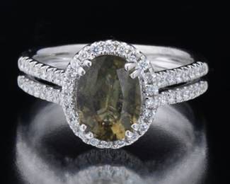 Alexandrite Chrysoberyl and Diamond Ring, GIA Report 