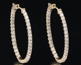 A Pair of Gold and Diamond Inside Out Diamond Earrings 