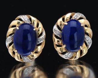A Pair of Lapis and Diamond Cufflinks 