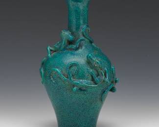 A Chinese Robins Egg Blue Figural Vase 