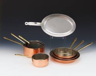 A Collection of Copper Pans 