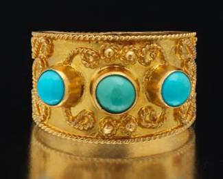 22k Gold and Turquoise Band 