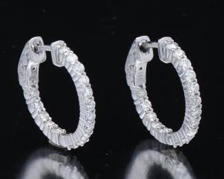 A Pair of Small Diamond Hoop Earrings 