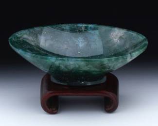 A Chinese Carved Moss Agate Bowl 