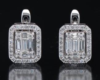A Pair of Baguette Diamond Earrings 