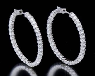 A Pair of 4.28 Carat Inside Out Diamond Hoop Earrings 