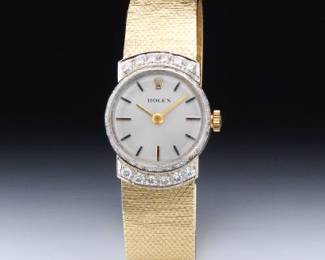 1960s Rolex Ladies 14K Gold and Diamond Manual Wind Dress Wristwatch