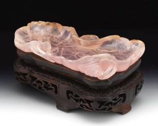 A Chinese Carved Rose Quartz Vessel 