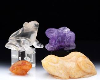 A Collection of Frog and Bunny Carvings 