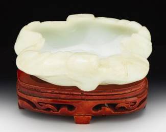 A Chinese Carved Vessel Jade Dish 