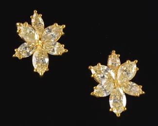 A Pair of 3.11 Carat Diamond Flower Earrings 
