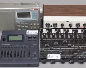 LOT OF 4 VINTAGE ELECTRONICS INCLUDING ROLAND SOUND CANVAS, SANGEAN ATS818, AND MORE SOME POWER SUPPLIES MISSING