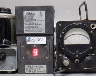 LOT OF 4 VINTAGE ELECTRONICS INCLUDING NAVY DEPARTMENT MULT METER, POWER SUPPLY, LO PASS FILTER, VARIAC