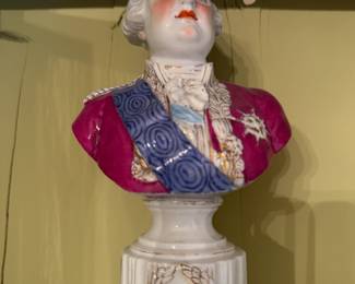 Antique Sevres porcelain bust of Louis XVI gifted to Martha Washington by Lafayette. Purchased from the estate of Emily Tully