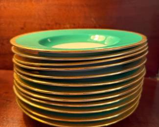 Minton vintage porcelain wide rim soup bowls, a set of 12