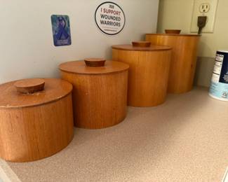 Vintage Otagiri teak canister set