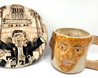 Marilyn Andrews (American B1942) Faces Mug & Small Plate With Politician, Not Signed
Lot #: 70