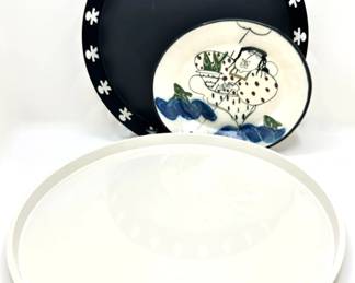 3 Trays: Vintage Kartell White Melamine, Alessi Girotondo With People & Victoria Crowell Hand Painted Ceramic
Lot #: 146