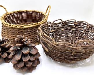 2 Vintage Baskets & 2 Large Natural Pine Cones
Lot #: 109