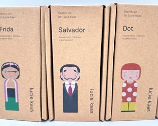 3 New In Box Kokeshi Dolls By Lucie Kaas: Salvador Dali, Frida Kahlo & Dot
Lot #: 63