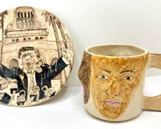 Marilyn Andrews (American B1942) Faces Mug & Small Plate With Politician, Not Signed
Lot #: 70