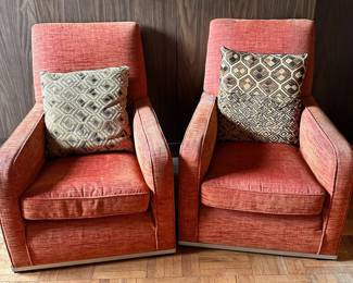 2 Vintage Upholstered Armchairs With Throw Pillows
Lot #: 67