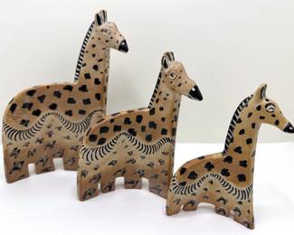 Set Of 3 African Ceramic Giraffes From Swahili Imports, Kenya
Lot #: 163