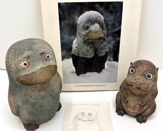 2 Dagny & Finn Hald (B1929 Norway) Sculptures, Book & Original Drawing & Thyssen Keramik Frog From Denmark
Lot #: 107