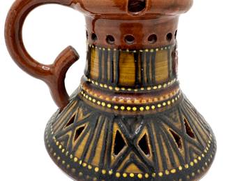 Douglas Fey (American C1980s) Vintage Glazed Stoneware Puzzle Jug, Purchased In 1980 For $30 With Receipt
Lot #: 1