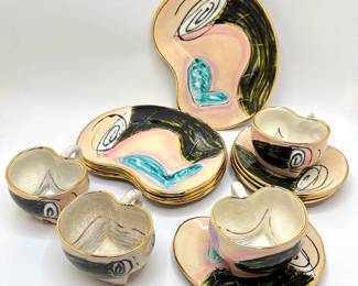 Patrick Loughran (American 1990) Set 12 Vintage Dessert Set With Gold Details, Signed, Appear Unused
Lot #: 78