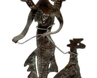 Haitian Metal Sculpture Of Woman Walking Giraffe, Signed
Lot #: 38