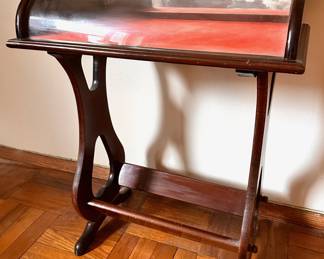 Antique Solid Wood Display Table With Curved Glass Top, Velvet Lining & Mirror
Lot #: 4