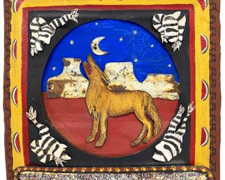 2 Paintings On Metal: Wolf With 3 Dimensional Pieces & Pig With Articulated Arm, Signed Peacock
Lot #: 81