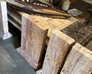 Marble Pedestal Columns
A set of four intricately designed marble pedestal columns with unique patterns and elegant details. Perfect for architectural projects or high-end home décor.