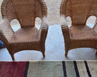 Wicker Armchairs
A matching pair of wicker armchairs with a natural finish. Sturdy and comfortable, these are perfect for indoor or patio use.