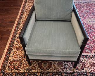 Pair of over sized bamboo chairs, seafoam look brand new. Ethan Allen