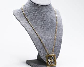 Window Pendant w/ Metal Bar Chain Necklace