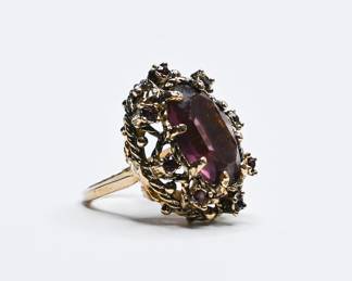 Large Faceted Purple Stone Ring Size 6