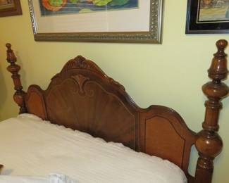 Antique French Full Size Bed Frame, Mattress & Boxspring