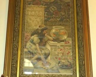 Antique Pears Soap Print, The Goldfish Bowl, W.S. Coleman with Original Frame