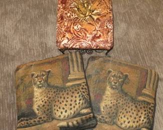 Leopard/Tiger Foot Stool, Leopard Pillows