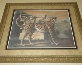 Large Framed Richard Lane Leopard Print 
